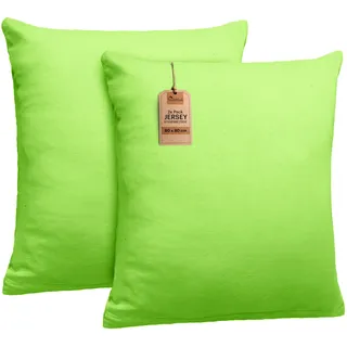 NatureMark 2er Set Jersey Kissenbezüge – Elastisch, weich, atmungsaktiv und hautfreundlich – Waschbare Kissenhülle - 80x80 – Apfel Grün