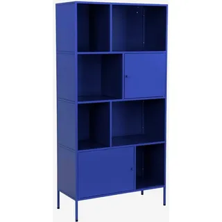 sweeek - Sideboard, industrielles Aufbewahrungsmöbel aus Stahl mit 8 Stauräumen - Blau - Blau