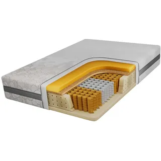 MKS Taschenmatratze Vire - 200/200 - H3/H4 - Apri , Hellgrau , Textil , H3 + H4 , Füllung: Viskoelastischer Kern , Rechteckig , 200x200 cm , Oeko-Tex® , atmungsaktiv, Wendematratze, Bezug abnehmbar/waschbar, schadstoffgeprüft , Schlafzimmer, Matratzen, Taschenfederkernmatratzen