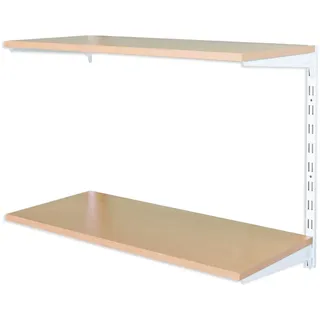 Biedrax Wandregal - Anbauregal 40 x 60 x 50 cm, Farbe weiss - 2 Fachboden Buche