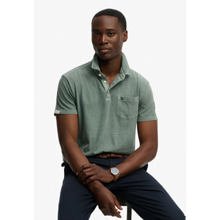 Poloshirt SUPERDRY "CLASSIC COTTON LINEN POLO", Herren, Gr. 3XL, olive branch grün, Single Jersey, Obermaterial: 80% Baumwolle, 20% Leinen, unifarben, slim fit normal, Rundhals, Shirts Poloshirt, aus tollem Baumwoll-Leinen-Mischgewebe