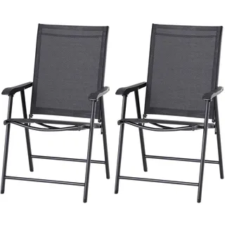 Outsunny Klappstuhl mit Armlehne 58 x 64 x 94 cm schwarz 2 St.