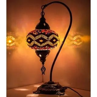 Handgefertigte türkische Tischlampe im Bogenmodell, mehrfarbig - Orientalische Mosaiklampe, 43 cm hoch