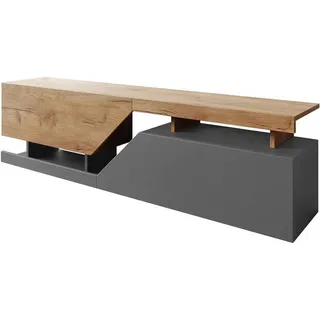 MIRJAN24 TV-Lowboard Ceelias 160, Stilvoll TV-Schrank vom Hersteller, RTV-Tisch, Mediaschrank (Farbe: Wotan / Anthrazit) - Beige, Dunkelgrau