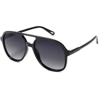 SOJOS Sonnenbrille Herren Damen Retro, Vintage Polarisiert Verspiegelt Groß Eckig 70er Jahre Rechteckig Unisex UV400 Schutz Brille SJ2174, Schwarz/Grau