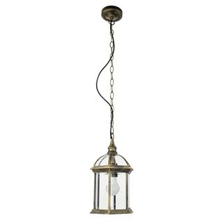 Licht-Erlebnisse Hängelampe für Außen Aluminium Glas in Gold Antik IP23 Terrasse Balkon B:20 cm E27 Laterne Rustikal Outdoor Pendelleuchte Garten WIEN