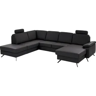 die planbar Wohnlandschaft Leder U-Form schwarz