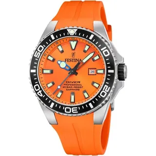 Festina F20664/4 Diver Chronograph Uhr Herrenuhr Datum orange,