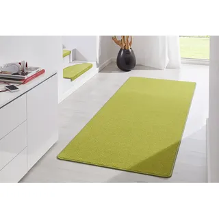 Fancy – Wohnzimmerteppich einfarbig Modern Velours Teppich für Esszimmer, Wohnzimmer, Kinderzimmer, Flur, Schlafzimmer, Küche – Grün, 80x300cm