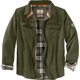 Legendary Whitetails Herren Journeyman Hemdjacke, Flanell gefütterte Shacket für Männer, wasserabweisender Mantel, robuste Herbstkleidung, dunkle Armee, XXL hoch