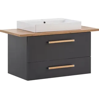 Schildmeyer MÖBELPARTNER Waschbecken mit Unterschrank Duo 702036 anthrazit, eiche landhaus 102,2 x 50,0 x 61,5 cm