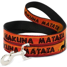 Buckle-Down Disney dl-6ft-wdy030 Lion King Hakuna Matata Sunset Orange/Schwarz Hund Leine