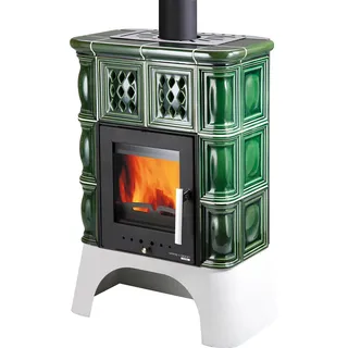 Kaminofen Haas+Sohn Treviso-II 339.15 schwarz Kacheln grün 8kW - Grün