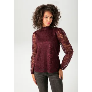 Aniston CASUAL Spitzenbluse aufwändig mit edlen Rosen verziert - NEUE KOLLEKTION, rot