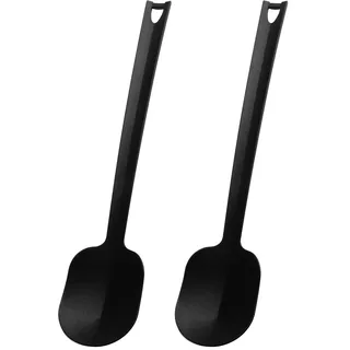 FACKELMANN Wok Kochlöffel Asia Line, Küchenhelfer aus Kunststoff, Löffel für beschichtete Töpfe und Pfannen (Farbe: Schwarz), Menge: 1 Stück (Packung mit 2)