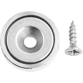 Connex Neodym-Scheibenmagnet – 1 Stück – 7,5 kg Haftkraft – Powermagnet | Mit Rundloch und Schraube – Extra starker Magnet – Für Haushalt und Werkstatt – Ringmagnet – Ø 16 x 4,5 x 3,5 mm