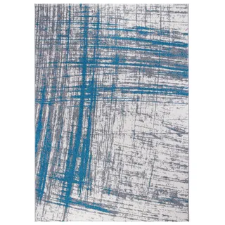 andiamo Webteppich moderner stilvoller Kurzflor Teppich robust und pflegeleicht aus 100% Polypropylen geeignet für Fußbodenheizung und Saugroboter 120 x 170 cm Muster Türkis