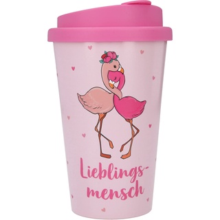 Depesche 2180-049 - To Go Becher aus Kunststoff mit Spruch, 350 ml, wiederverwendbar, Lieblingsmensch mit Flamingo Motiv