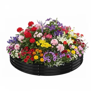 GarveeHome Metall Hochbeet für Garten, Runde Garten Pflanzkübel mit Sicherheitsrand, Bodenloses Blumenkasten aus Robustem Stahlblech Modulares Hochbeete Kit für Gemüse Kräuter Blumen,107x20cm