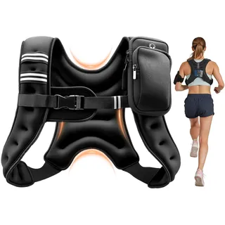 Vevor Gewichtsweste 3,68 kg Trainingsweste mit Reflektorstreifen, Verstellbarer Schnalle & Praktischen Aufbewahrungstaschen, Fitnessweste für Krafttraining, Laufen, Joggen, Fitness & Muskelaufbau