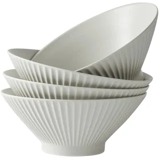 Jiwoo Ramen Schüssel Set 1100ml 4-teilig Suppenteller Ø 20cm Tiefe Teller Set Keramik Bowl Schüssel mikrowellen spülmaschinengeeignet, Japanische Suppenschale für Ramen Suppe Salat Spaghetti