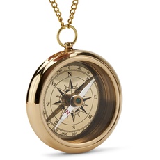 NKlaus Maritim 6cm Kompass mit Kette aus Messing Gold Taschenkompass Navigationkompass 11669