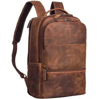 STILORD 'Thore' Luxuriöser Leder Rucksack mit Laptopfach 17 Zoll Damen Business Rucksack Herren Vintage Tagesrucksack Echtleder, Farbe:mittel - braun