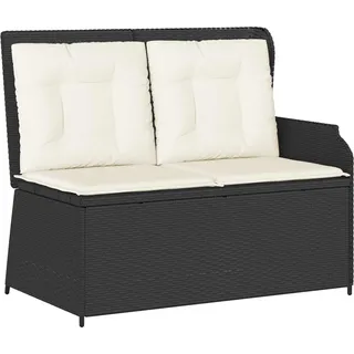vidaXL Gartenbank mit Kissen Schwarz und Cremeweiß Poly-Rattan - Schwarz