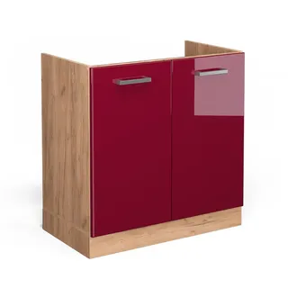 Vicco Spülenschrank R-Line 80 x 81,6 x 46 cm Rot