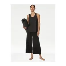 Womens Goodmove Relaxed Pleat Back Yoga Vest - Black, Black - 14