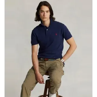 Polo Ralph Lauren für Herren. 710795080007 Schmal geschnittenes Piqué-Poloshirt navy (M), Lässig, Baumwolle, Kurzarm, Marine