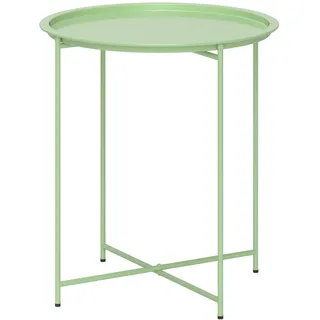 Outsunny Beistelltisch klappbar Gartentisch Ø46 x 50 cm Rund wetterfest Balkontisch , Metall , 46x50x46 cm , Gartenmöbel, Gartentische, Garten-Beistelltische