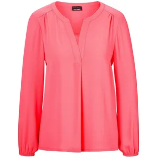 Tunika GOLDNER "Kurzgröße Bluse mit Tunika Ausschnitt", Damen, Gr. 21, orange (koralle), Obermaterial: 100% Polyester PES., figurumspielend, weit Gummibündchen, Tuniken Tunika, Falten