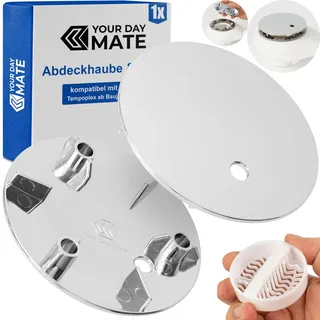 Abdeckhaube Set mit Haarsieb für Duschabfluss, Ø 115 mm, kompatibel mit Viega Tempoplex Ablauf ab Baujahr 2006, verchromter ABS ASA Deckel, weisser Haarfilter, Kappe Dusche Abfluss, Garnitur Abdeckung