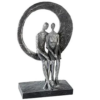 Casablanca modernes Design Casablanca Skulptur Love Place, Deko Figur Grau, Silber, Kunstharz Statue Wohnzimmer, Büro Dekoration H. 30 cm x B. 17,5 cm - Moderne Skulpturen Couple, Liebe, Hochzeit, Valentinstag