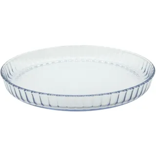 Glas Backschale, rund aus Borosilikatglas Auflaufform hitzebeständig Backform Quicheform Ø 30 cm