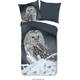 Good Morning Bettwäsche Eule - 155x220 cm - 100% Baumwolle - Grau