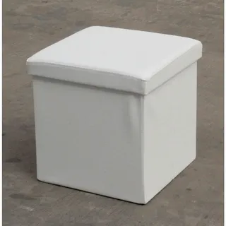 Echtwerk Sitzwürfel Kunstleder 38 x 38 x 38 cm Weiß