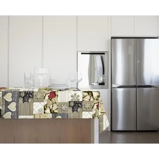 GEMITEX Traditionelle Tischdecke, Plüsch, gewachst, wasserdicht und schmutzabweisend, Dekor 4143 Shabby Chic, ideal für quadratische und runde Tische für 4 Personen, 140 x 140 cm, hergestellt in