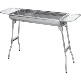 Zusammenklappbarer Holzkohlegrill aus Edelstahl – Tragbarer Campinggrill mit Standgrill – 74 x 33,5 x 71,5 cm