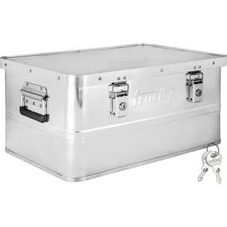 Aluminium Box mit Deckel Silber Alu Kiste Box Alukiste 50 Liter Transportbox Metallbox Alu Aufbewahrungsbox Boxen Abschliessbar Metallkiste Trucky