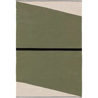 benuta Pop Baumwollteppich Lenny - Grün 160x230 cm - 100% Baumwolle - Rechteckig & im Style: Abstrakt,Geometrisch,Streifen, Minimalistisch, Natural Living, Retro - Pflegeleicht für Wohnzimmer