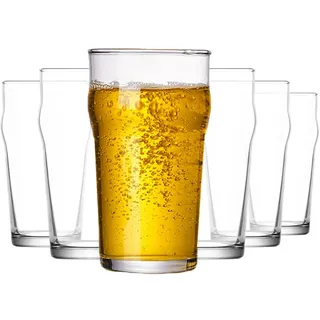 QUHUOYAO Set mit 6 Pint-Biergläsern, 590 ml hohe Trinkgläser, Margarita-Glasbecher, Bar-Essentials-Becher, Pub-Stil, Design für Barglas, Wein, Saft, Eistee