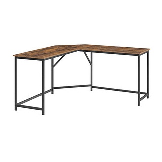 VASAGLE Schreibtisch braun L-Form, O-Fuß-Gestell schwarz 149,0 x 50,0 cm