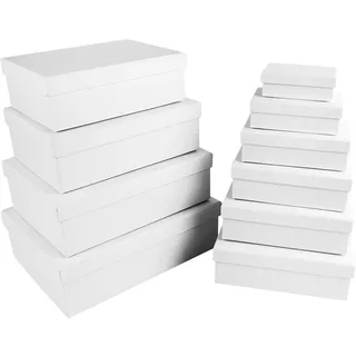 Ideen mit Herz Geschenkboxen mit Deckel | Pappboxen | 10er Set | 10 verschiedene Größen ineinander, groß bis klein | aus stabilem Karton | ideal für Geburtstag & Hochzeit | rechteckig | 8,5 bis 24 cm