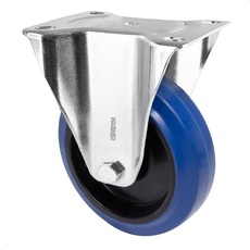 WAGNER Soft-Bockrolle - Durchmesser Ø 100 mm, Bauhöhe 125mm, Stahl verzinkt, blau/schwarz, Anschraubplatte 85 x 105 mm, Tragkraft 75 kg - 04870001