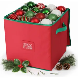 Aufbewahrungsbox für Weihnachtskugeln, fasst 64 Stück, verstellbare Trennwände