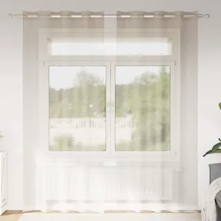 Voile-Vorhang mit Vorhängen 2 pcs Sand 260 x 140 cm Polyester
