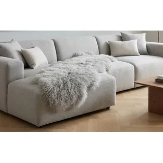 Kuhfelle Online & Nomad Tibet Doppel-Lammfell Couchauflage 160 x 60 cm – Echtes Lammfell – Gelockt & Extra Weich – Sofa- & Bettauflage aus Naturfell – Hellgrau