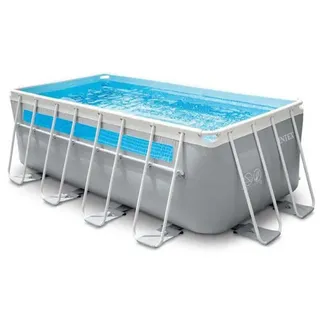 Intex Stahl 56029 Clearview Prism Frame Rechteckiges Aufstellbecken - Grey / Blue - 8418 liters